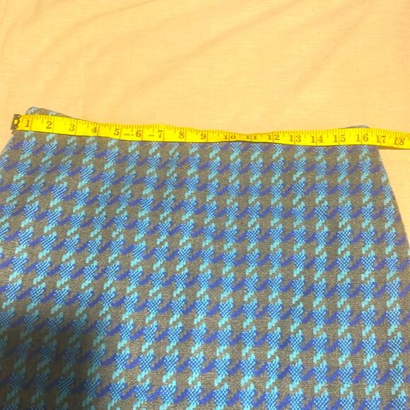 Talbots size 10 Blue and Black womans Houndstooth Pencil Skirt - Picture 5 of 8